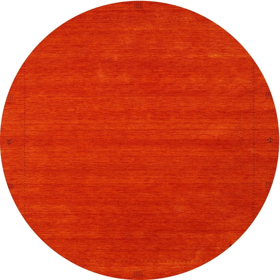 Ahgly Company Indoor Round Contemporary Red Abstract Area Rugs, 3' Round