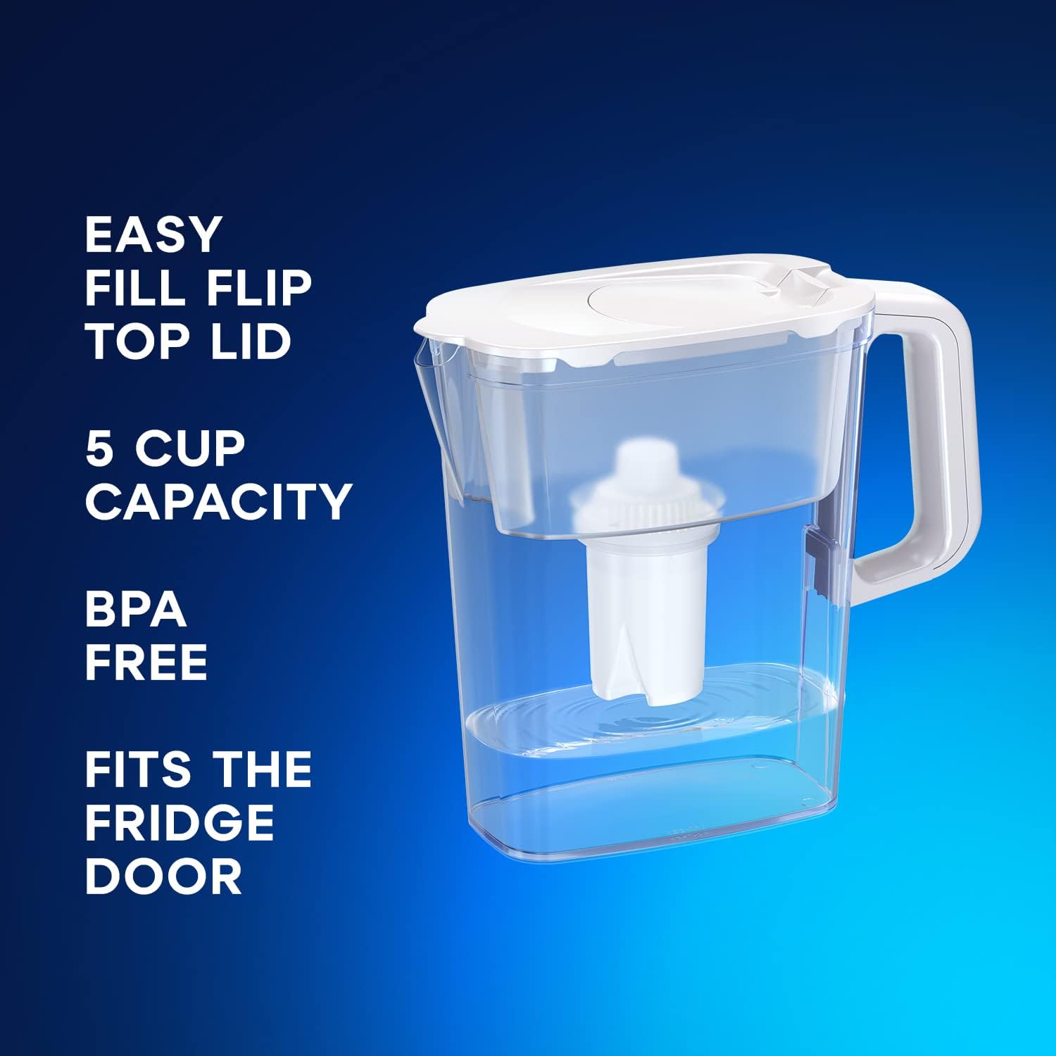 AQUAPHOR Compact 5-Cup Water Filter Pitcher - White with 1 x B15 Filter ...