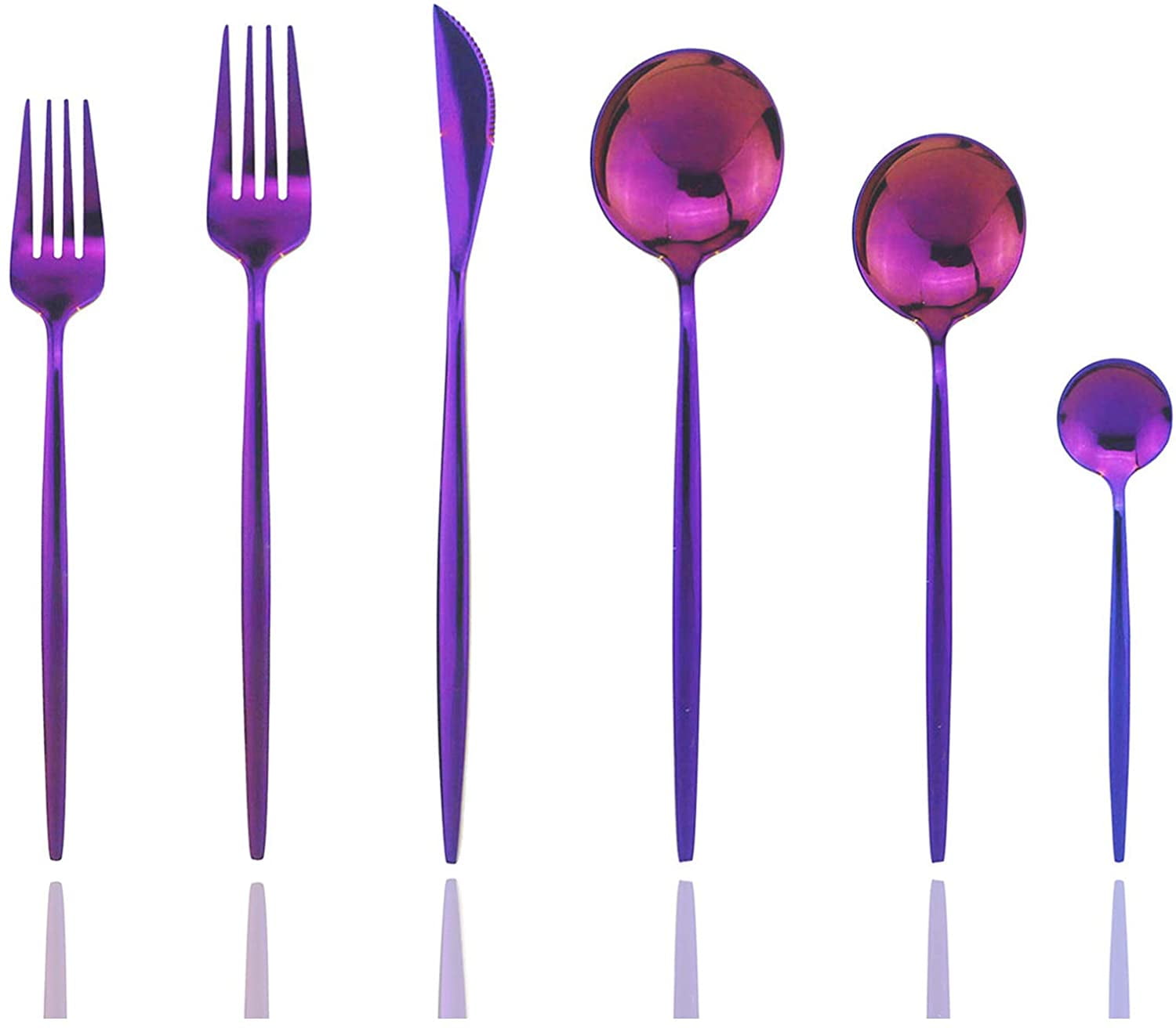 24 Piece Purple Flatware Silverware Set 18/10 Stainless Steel Fork Spoon Cutlery 