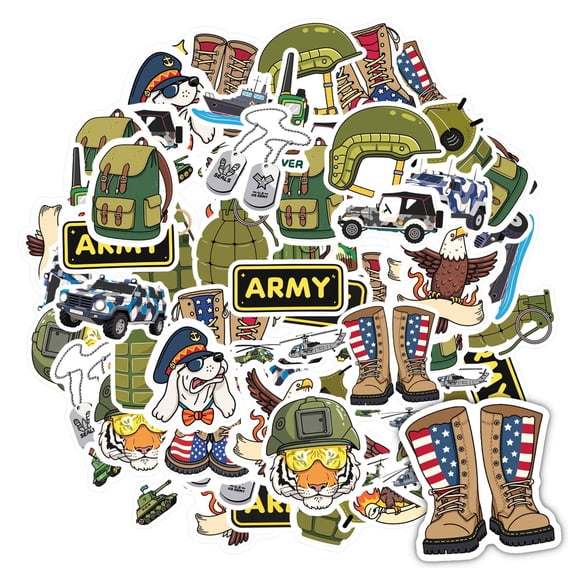 35pcs Cartoon Army Stickers Military Decals USA Stickers for Fridge Suitcase Guitar