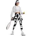 thumbnail image 5 of COEQINE Women Fashion Tennis Skirted Legging with Pockets Cow Spot Print High Waist Moisture-Wicking Yoga Skirts with Leggings for Women Breathable Elastic Golf Pickleball Skort Pants, 2XL, 5 of 7