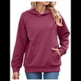 thumbnail image 3 of Sudadera con Capucha para Mujer, Informal, de Larga, Holgada, con Bolsillo. Vino Tinto L, 3 of 9