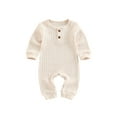 thumbnail image 2 of Unisex Newborn Baby Boy Girl Ribbed Romper 3M 6M 12M 18M Solid Color Knit Jumpsuit Infant Fall Winter One-Piece Outfit, 2 of 9