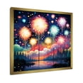 thumbnail image 2 of Designart "Fireworks by the Lake in Blue and Pink" Fashion Framed Wall Art Decor - Modern Blue Fireworks Entryway Framed Wall Art Print, 2 of 6