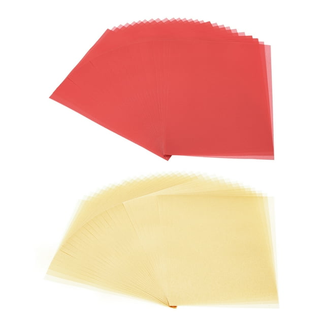 Uxcell 60 Sheets Vellum Paper 8.5 x 10.98 inch, Printable Translucent Paper for Invitations Red, Beige Gold
