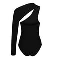 thumbnail image 4 of Timegard Womens Bodysuit 1 Shoulder Skinny Rompers 1 Piece Irregularly Cutout Long Sleeve Outfits, 4 of 4