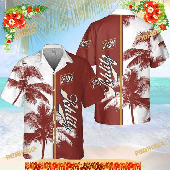 Schlitz Beer Palm Tree All Over Print Funny Hawaiian Shirt