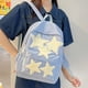 thumbnail image 5 of Linda mochila escolar para mujer con apliques de estrellas, bolsa de viaje al aire libre, color azul, 5 of 8