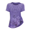 thumbnail image 7 of Clearance!Uooqdmx Womens Tops Comfort Colors Tshirt Casual Crew Neck Short Sleeve Pleated Tops Blouses Fashion Clothes 2024 Summer Tops for Women 2024 Purple M, 7 of 7