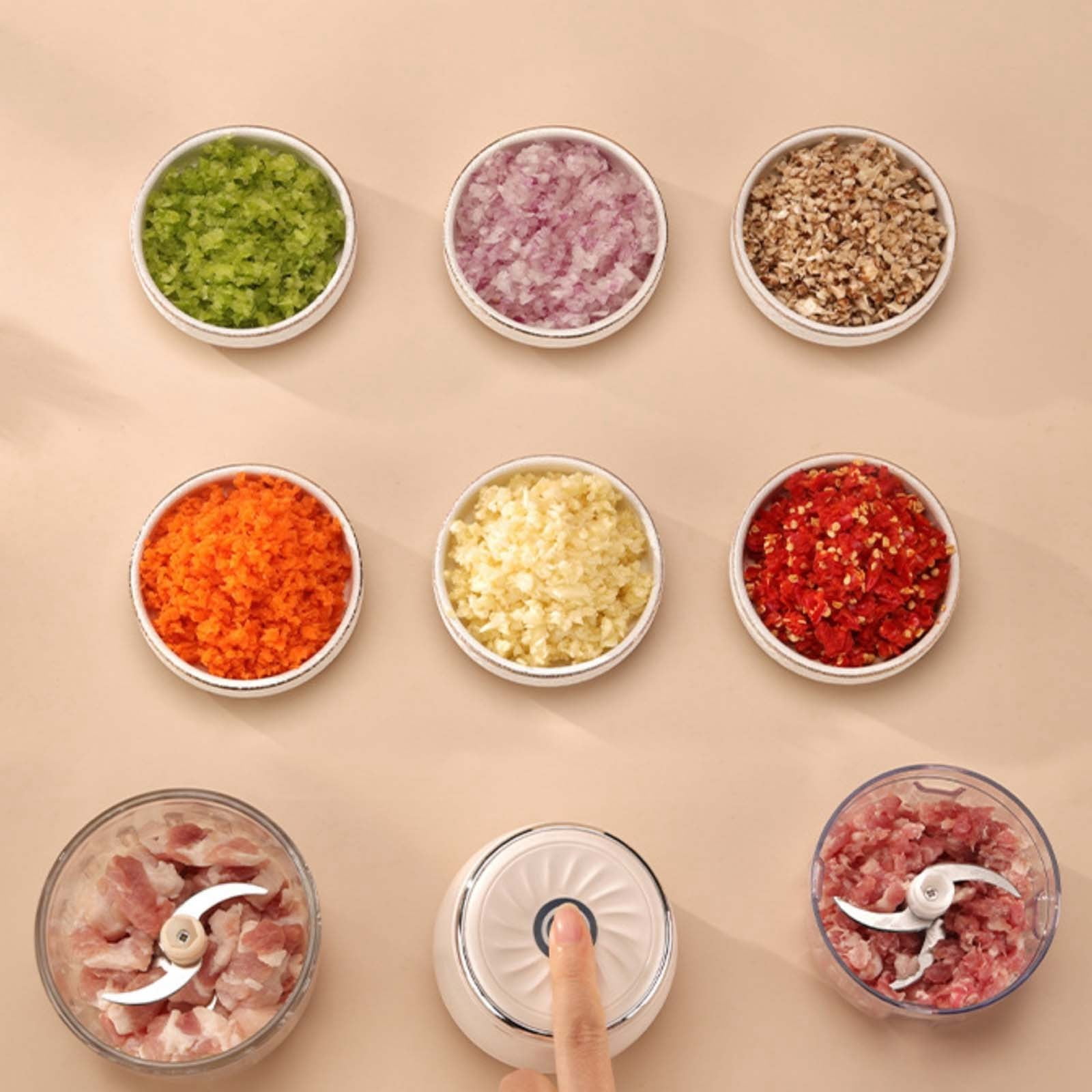 350ML Electric Garlic Chopper, Mini Portable Veggie Choppers, Garlic Grinder Masher Onion Chopper, Blender to Vegetable, USB Charging, Wireless Food Processor for Ginger, Chili, Fruit, Meat, etc