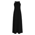 thumbnail image 4 of Women's Cotton Halter Neck Sleeveless Maxi Dress Loose Fit Casual Summer Dress with Functional Pockets Black L(L), 4 of 6