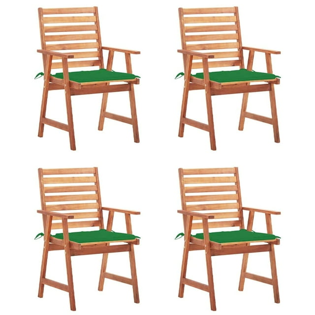 Juego de 4 Sillas de Comedor para Patio Casafoyer de Madera Maciza de Acacia con Cojines