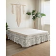 thumbnail image 2 of Vintage Beige Wrap Around Bed Skirts for California King Bed 18" Drop,Bed Skirt with Adjustable Elastic Belt Dust Ruffle Bed Valance for Bedroom Hotel Modern Abstract Art Oil Painting Bed Frame Cover, 2 of 7