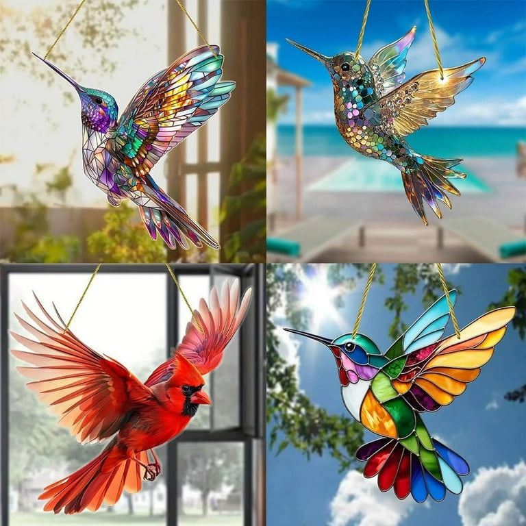 EKIDAZB Hummingbird Suncatchers for Windows, Acrylic Bird Sun
