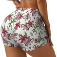 thumbnail image 2 of Xecao Lilies Flowers Print Workout Shorts for Women Soft Smooth Gym Yoga Scrunch Active Tennis Workout Running Shorts, 2 of 9