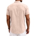 thumbnail image 4 of Linen Shirts Men Short Sleeve Button Down Dress Shirts Beach Summer Wedding Hawaiian Blouse Khaki 2XL, 4 of 4