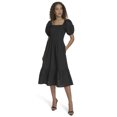 thumbnail image 2 of Falling Flowers Women's Cotton Square Neck Puff Sleeve Flounce Tiered Midi Dress, Sizes XS-XL, 2 of 6