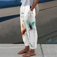thumbnail image 2 of Bjutir Womens Casual Pants Spring Summer Fashion Casual Printed Trousers Pocket Casual Pants White M, 2 of 5