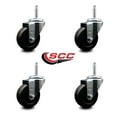 thumbnail image 2 of 3.5 Hard Rubber Wheel Swivel 3/4 Inch Threaded Stem Caster Set Service Caster, 2 of 2