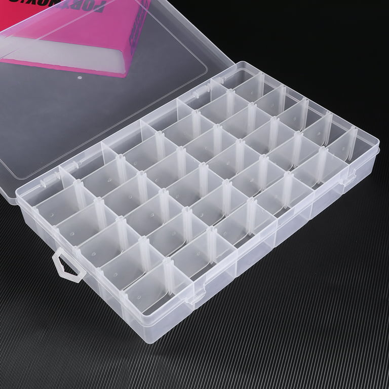 OULII 36-Grid Clear Hard Plastic Adjustable Jewelry Organizer Box Storage  Container Case with Removable Dividers (Transparent) 