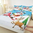 thumbnail image 3 of Feelyou Merry Christmas Child Queen Sheet Sets, Skiing Santa Claus Flat Sheet, Cartoon Deer Animal Queen Fitted Sheet, Breathable Home Decor, 4-Piece, 3 of 7