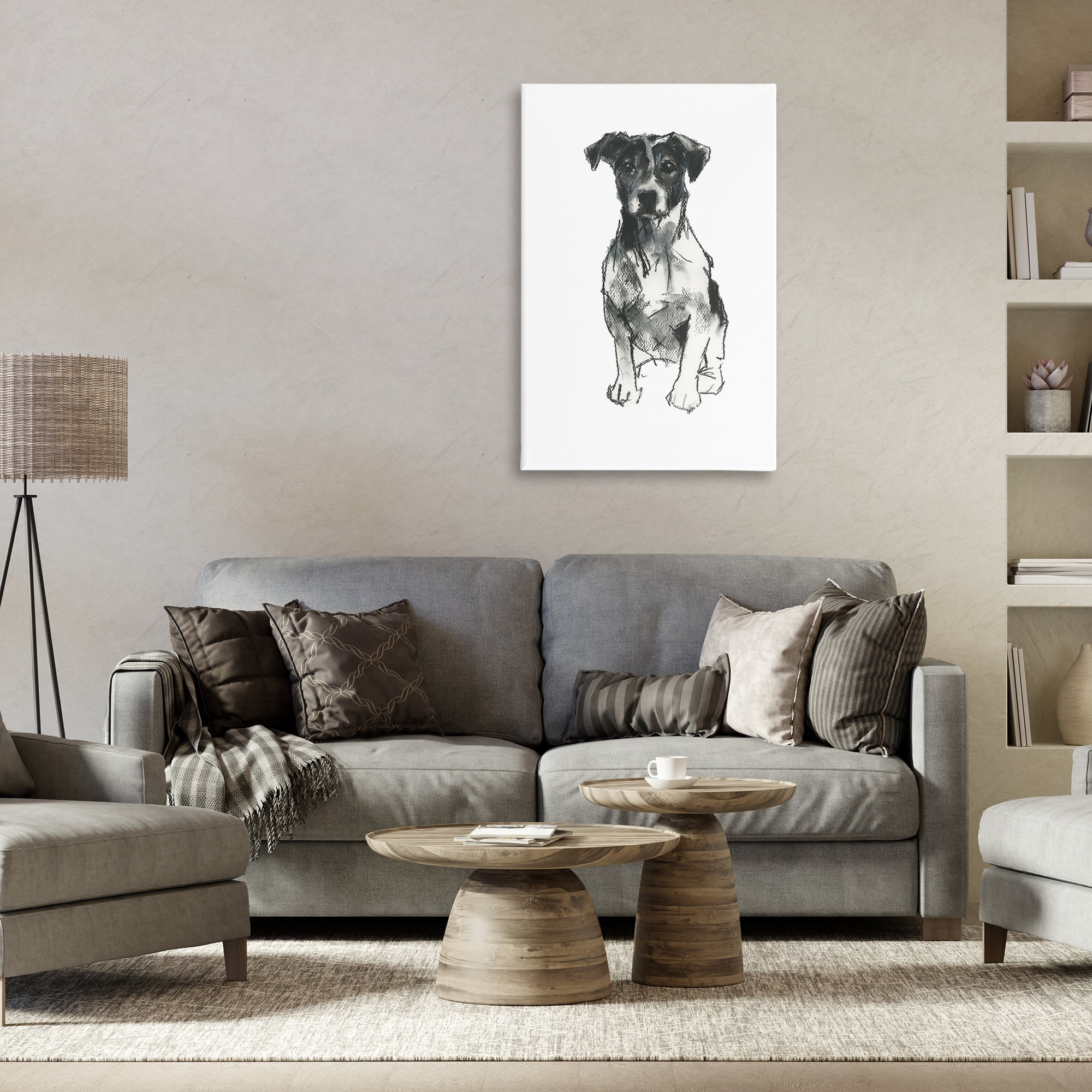 Stupell Industries Minimal Dog Drawing Animals & Insects Drawing Gallery Wrapped Canvas Art Print Wall Art, 24 x 36