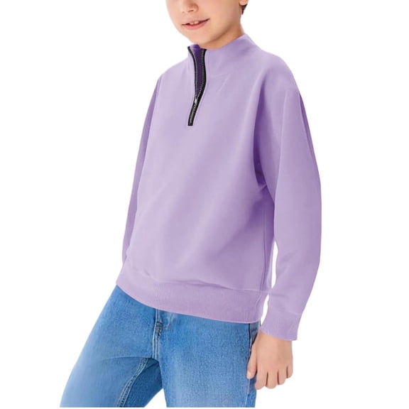 EnJoCho Boys' Quarter Zip Sweatshirt Kids Long Sleeve Pullover Tops Tween Boys Fall Fashion School Prep𝗉y Solid Cute Clothes