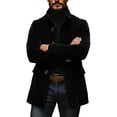 thumbnail image 5 of Ecqkame Men's Lapel Single Breasted Coats Long Sleeve Pocket Solid Color Coat Daily Casual Business Outerwear Black XL, 5 of 5