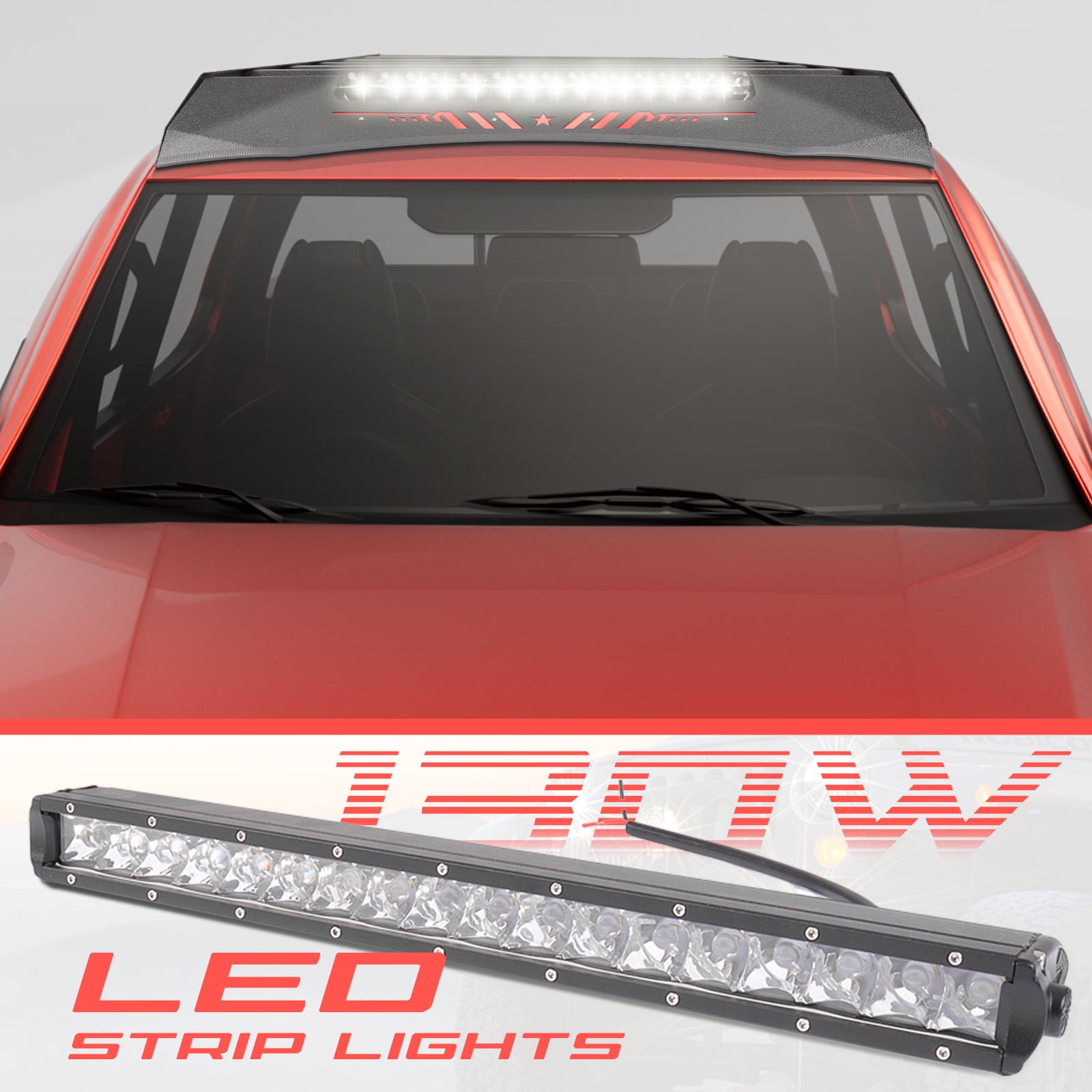 TOKMOWIN Auto Platform Style Roof Rack Compatible with 2005-2023 Toyota Tacoma Double Cab w/ 130W LED Light Bar| for Models with Hard Top | Cargo Storage Carrier for Outdoor Gear