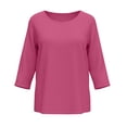 thumbnail image 4 of cocolona Womens Summer Tops 3/4 Sleeve Crew Neck Shirts Dressy Casual Loose Pullover Blouses, 4 of 5