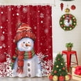 thumbnail image 5 of Red Christmas Shower Curtains for Bathroom, Snowman with Cap Xmas Snowflake Waterproof Fabric Shower Curtain for Bathroom Bathtub Decoration, Machine Washable, 36"x72", 5 of 9