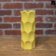 thumbnail image 2 of Gloss Finish Ceramic Round Cylinder Vase with Dimpled Texture – Modern Decorative Flower Vase for Living Room, Bedroom & Office- Yellow, 2 of 7