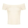thumbnail image 1 of INSPIRE CHIC Blouse Courte à Épaules Dénudées pour Femme à Manches Courtes Blanche TP, 1 of 6