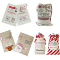 thumbnail image 2 of Saco de Papá Noel personalizado, bolsa de regalo de dulces en blanco con cordón a rayas de terciopelo, lona roja, saco de Navidad grande de algodón con sublimación, novedad de 2023, 2 of 4