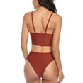 thumbnail image 2 of SWSMCLT Women's V Neck Wrap Bikini Set Criss Cross Swimsuit Sexy V-Wire Strappy Swimwear Spaghetti Strap Bathing Suit 2 Piece Push Up High Cut Slimming Red Medium, 2 of 5