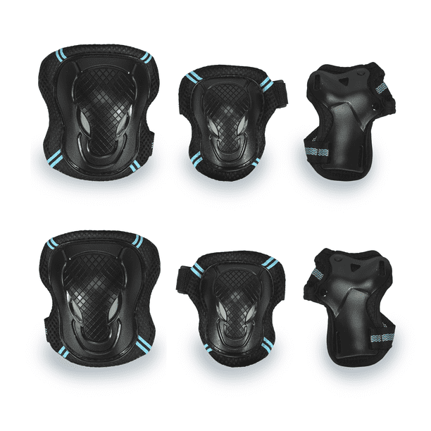 Set de Rodilleras y Coderas - Ideales para Biclicleta, Patineta ó Patín - Talla Mediana - Resorte Ajustable - 6 Piezas en Total - Incluye Protectores para Mano Gim Sports Qj-330