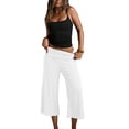 thumbnail image 5 of Women Fold Over Gauchos Low Rise Cropped Wide Leg Capri Pants Summer Foldover Yoga Culottes Pajama Pants Bottoms, 2XL, 5 of 6