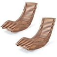 thumbnail image 1 of Costway 2 PCS Outdoor Acacia Wood Rocking Chair with Widened Slatted Seat and High Back, 1 of 8