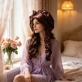 thumbnail image 3 of Extra Large Satin Bonnet, Adjustable Silk Sleep Cap for Braids & Curly Hair, Long Hair Protection Cap for Styling, Reduces Frizz & Breakage While Sleeping, Coffee, 3 of 5