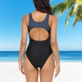 thumbnail image 6 of ASFGIMUJ Women's Round Neck One Piece Swimsuits Color Block Swimwear Bathing Suit, 6 of 7
