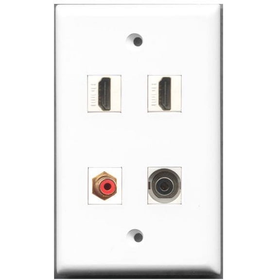 RiteAV - 2 Port HDMI 1 Port RCA Red 1 Port 3.5mm Wall Plate