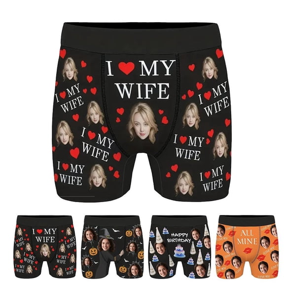 EIRZNGXQ Custom Boxers for Men, Personalized Underwear with Photo and Your Name, Funny Boxers Underwear for Boyfriend Husband