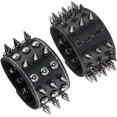 thumbnail image 1 of Rock Punk Gothic Cuff Bracelet Studs Rivet Spike Black Biker Man Woman Adjustable, 1 of 5
