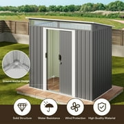 6x4 ft Outdoor Storage Shed with Double Lockable Doors - Weather-Resistant Garden Shed in Gray