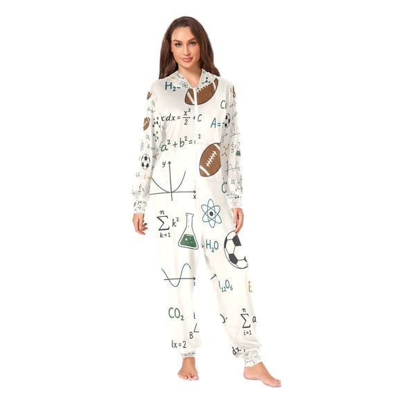Seam Football Chemistry Symbols Adult Unisex Onesie Pajamas One Piece Suit Pjs Sleepwear Jumpsuit