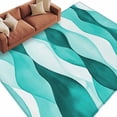 thumbnail image 2 of 6'x9' Area Rugs, Turquoise Stripes Indoor Outdoor Area Rug for Living Room Bedroom, Vintage Farmhouse Ripple Texture Art Washable Bathroom Rugs Kitchen Floor Carpet Mats Home Decor Aesthetic, 2 of 8