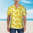 thumbnail image 2 of Fuzoiu Bananas On A Striped Print Hawaiian Shirt for Men, Summer Beach Casual Short Sleeve Button Down Shirts, Men’s Beach Summer Shirts with Pocket,Medium, 2 of 7