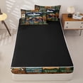 thumbnail image 3 of catabedysis Country Style Camping Zipper Twin Comforter Sets with Fitted Sheet and 2 Pillowcases,Happy Camping Print Zipper Bedding Set For Boys,Multicolor,Black Reversible,4 Pieces, 3 of 7