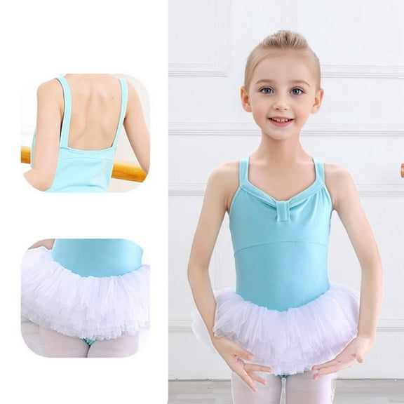 XDZJLR Jumpsuit for Girls Suspenders Glitter Dance Ballet Tutu Leotard Ballerina for Toddler Outfit Mint Green 3-4 Years