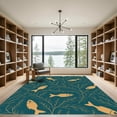 thumbnail image 2 of ODIKA 2'x3' Machine Washable Non-Slip Area Rug, Cabin Retreat Fish & Foliage Motif High Traffic Rug with Pad, Blue, 915989, 2 of 8
